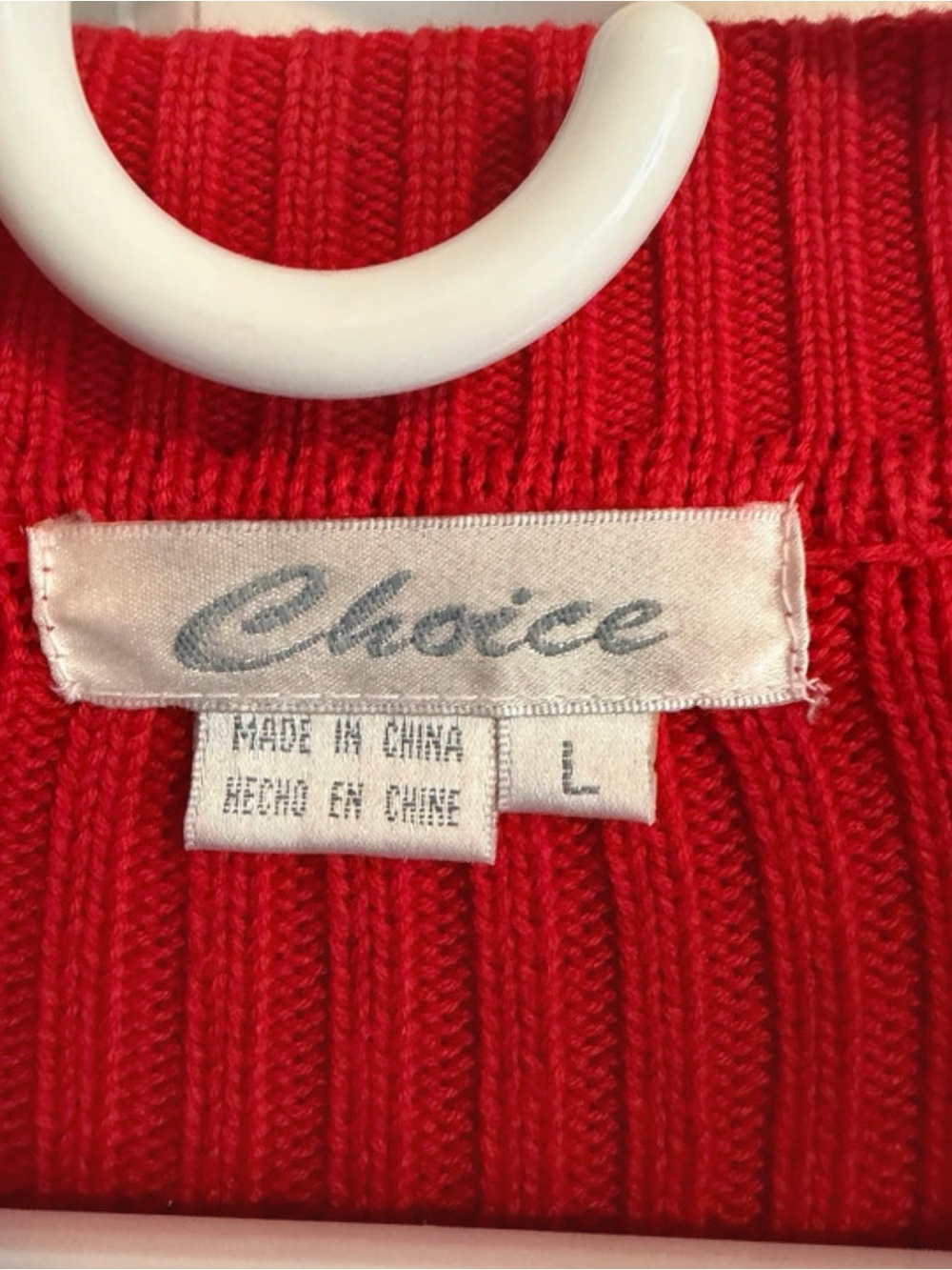 Red Ribbed Zip-Up Cardigan with Rhinestone Zipper - Picture 2 of 4
